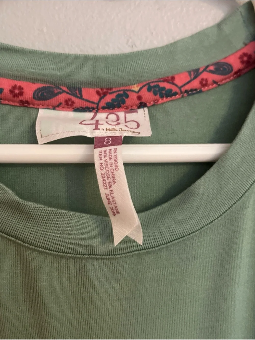 Matilda Jane Mint Green Long-Sleeve Top with Blue Floral Pocket and Hem